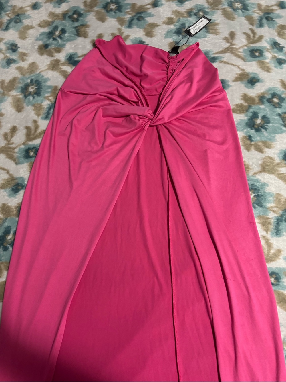 High-Low Twist-Front Women's Dress in Fuchsia Pink